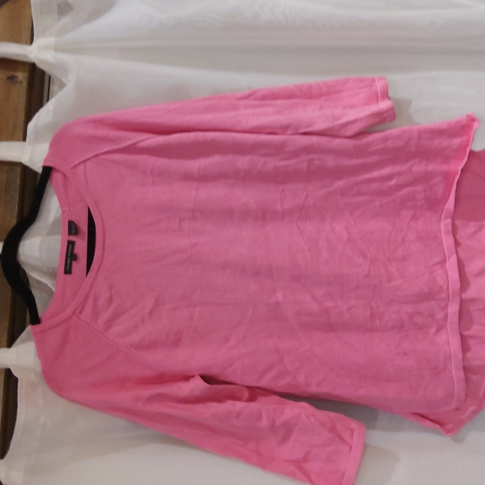 Pink, 100% Cotton Sweater by Jeanne Pierre, Size Large